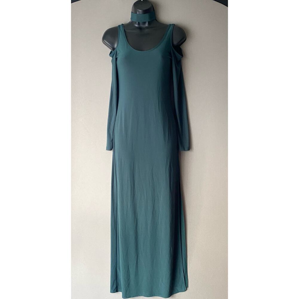 Forever‎ 21 Moody Witchy Bella Swan Goth Cold Shoulder Maxi Dress S Green